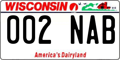 WI license plate 002NAB