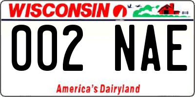 WI license plate 002NAE