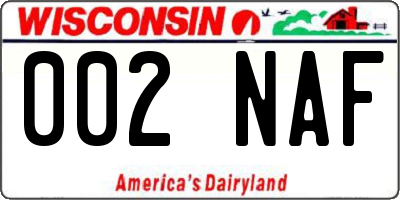 WI license plate 002NAF