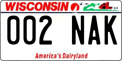 WI license plate 002NAK