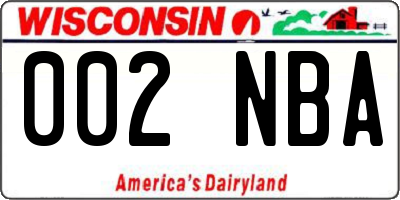 WI license plate 002NBA