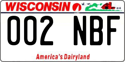 WI license plate 002NBF