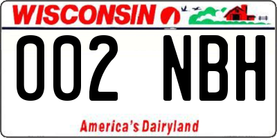 WI license plate 002NBH