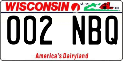 WI license plate 002NBQ