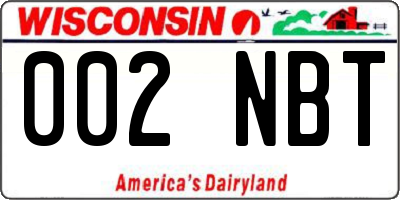 WI license plate 002NBT