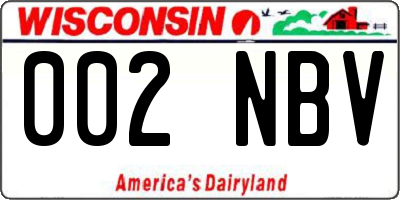 WI license plate 002NBV