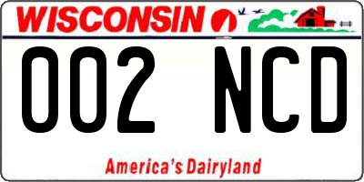 WI license plate 002NCD