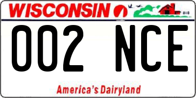 WI license plate 002NCE