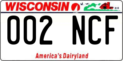 WI license plate 002NCF