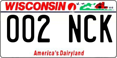 WI license plate 002NCK