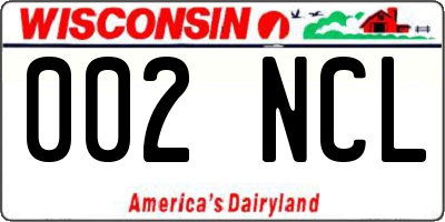 WI license plate 002NCL