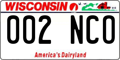 WI license plate 002NCO