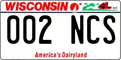 WI license plate 002NCS