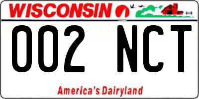WI license plate 002NCT