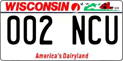 WI license plate 002NCU