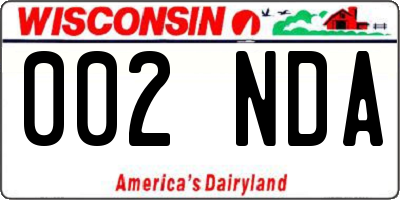 WI license plate 002NDA