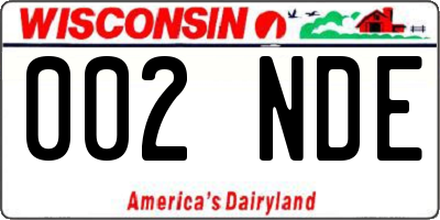 WI license plate 002NDE