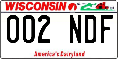 WI license plate 002NDF