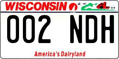 WI license plate 002NDH