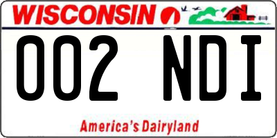 WI license plate 002NDI