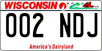 WI license plate 002NDJ