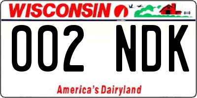 WI license plate 002NDK