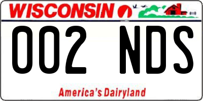 WI license plate 002NDS