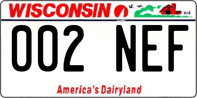 WI license plate 002NEF