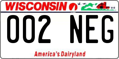 WI license plate 002NEG