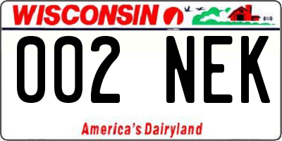 WI license plate 002NEK