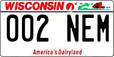 WI license plate 002NEM