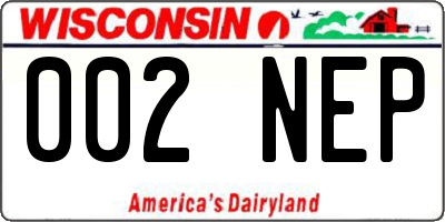 WI license plate 002NEP
