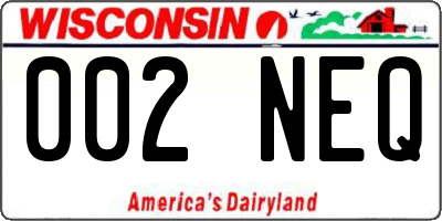 WI license plate 002NEQ