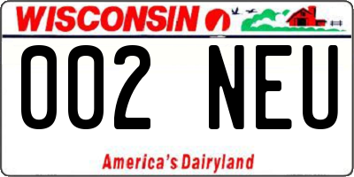 WI license plate 002NEU