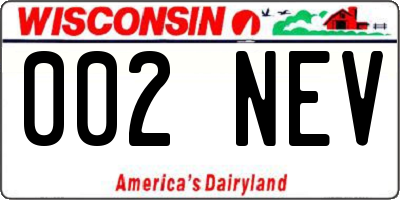 WI license plate 002NEV