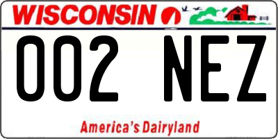WI license plate 002NEZ