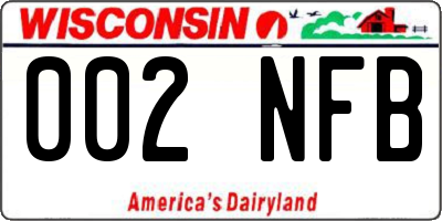 WI license plate 002NFB