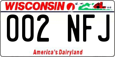 WI license plate 002NFJ