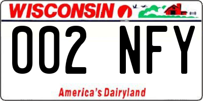 WI license plate 002NFY