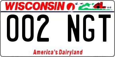 WI license plate 002NGT