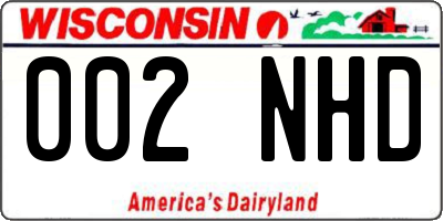 WI license plate 002NHD