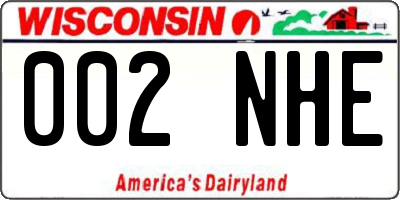 WI license plate 002NHE