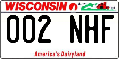 WI license plate 002NHF