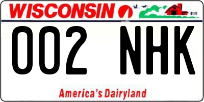 WI license plate 002NHK