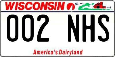 WI license plate 002NHS