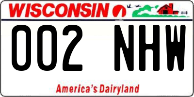 WI license plate 002NHW