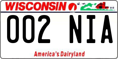 WI license plate 002NIA