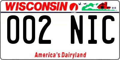 WI license plate 002NIC
