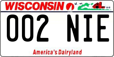 WI license plate 002NIE
