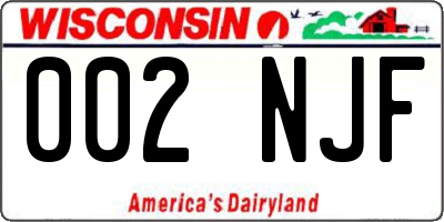 WI license plate 002NJF